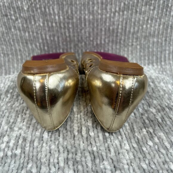 Twiggy London Gold Holiday Party Metallic Perforated Ballet Flats Size 8.5 - Picture 5 of 10